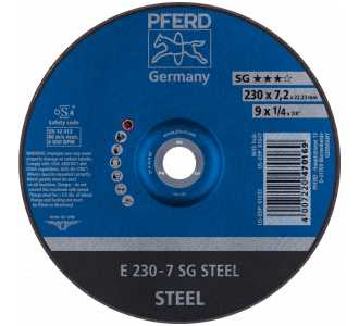 PFERD Schruppscheibe E 230x7,2x22,23 mm Leistungslinie SG STEEL für Stahl