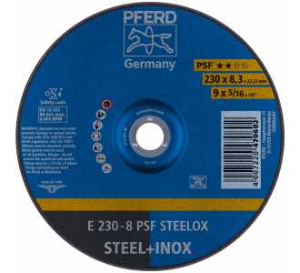 PFERD Schruppscheibe E 230x8,3x22,23 mm Universallinie PSF STEELOX für Stahl/Edelstahl
