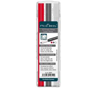 Pica Minen-Set für Zimmermanns-Bleistift BIG Dry FORALL Bau Graphit, weiß, rot