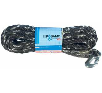 PÖSAMO PP-Seil schwarz-ws. 14 mm x 10 m mit Haken