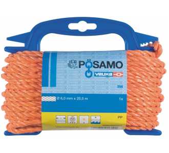 PÖSAMO Seil gedreht PPD-6 mm a 20 m orange auf Haspel