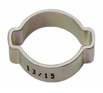 Riegler 2-Ohr-Schlauchklemme, Stahl glanzv. (W1), Spannbe. 11-13 mm, 6,5 mm