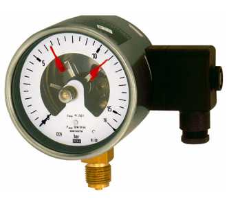 Riegler Kontaktmanometer, G 1/2 radial unten, Messber. 0-10,0 bar, Ø 100, Typ PGS21