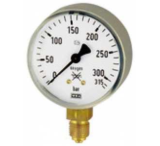 Riegler Manometer Sauerstoff, G 1/4 radial unten, 0 - 400 bar, Ø 63 mm