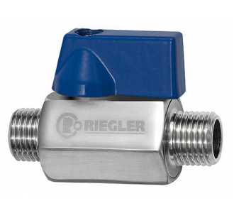 Riegler Mini-Kugelhahn, Edelstahl 1.4401, AG/AG, G 3/8, DN 10