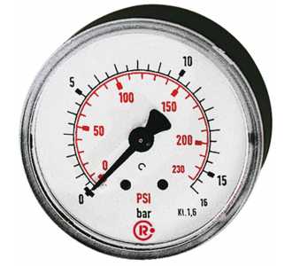 Riegler Standardmanometer, Kunststoff, G 1/8 hinten, 0 - 6,0 bar/87 psi, Ø 40