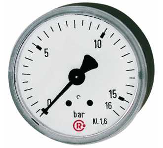 Riegler Standardmanometer, Stahlblechgeh., G 1/4 hinten, 0-0,6 bar, Ø 63
