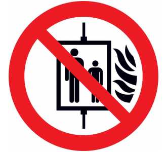 SafetyMarking Verbotsschild 100 mm "Aufzug im Brandfall nicht benutzen",Folie