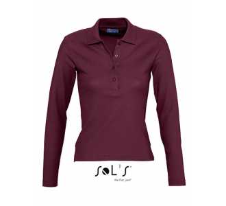 SOLS Womens Long Sleeve Polo Podium L535 S Burgundy