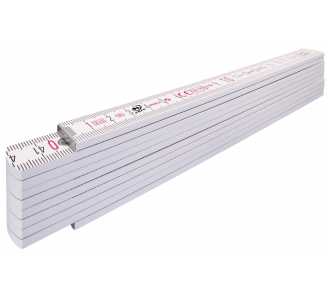 Stabila Holz-Gliedermaßstab Type 1407, 2 m, weiß, metrische Skala, mit Winkelschema, PEFC-zertifiziert