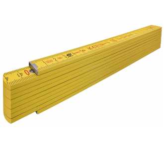 Stabila Holz-Gliedermaßstab Type 407, 2 m, gelb, metrische Skala, mit Winkelschema, PEFC-zertifiziert