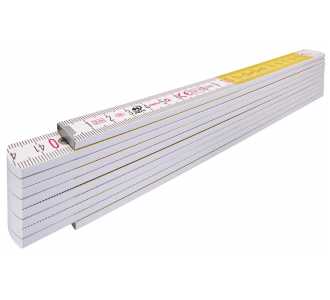 Stabila Holz-Gliedermaßstab Type 417, 2 m, weiß/gelbe metrische Schnellablese-Skala, mit Winkelschema, PEFC-zertifiziert