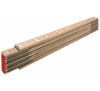 Stabila Holz-Gliedermaßstab Type 607 N-S, 2 m, schlanke Lättchen, naturfarben, metrische Skala
