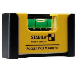 Stabila Wasserwaage Pocket PRO Magnetic, 7 cm, Seltenerd-Magnet, Gürtel-Clip