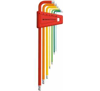 Swiss Tools Winkelschraubendreher- Satz im Kunststoffhalter 7-teilig 1,5-6mm Rainbow Kugelkopf