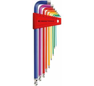 Swiss Tools Winkelschraubendreher- Satz im Kunststoffhalter 9-teilig 1,5-10mm RainbowKugelkopf