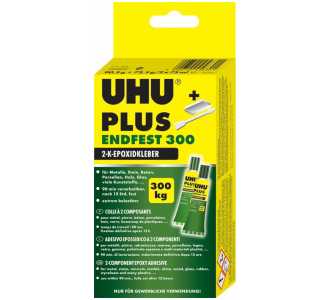 UHU 2-KomponentenepoxidkleberPLUS ENDFEST 300 Karton mit Tuben Binder und Härter 81g