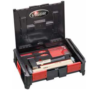 VIGOR Multibox-L mit Hammer- und Meißel-Einlage, Anzahl Werkzeuge: 14