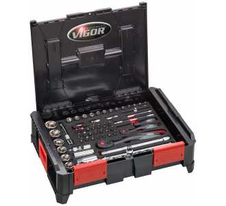 VIGOR Multibox-L mit Steckschlüssel-Einlage, Anzahl Werkzeuge: 71