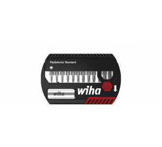 Wiha Bit Set FlipSelector 13 teilig, mit Gürtelclip, Standard 25 mm Torx, magnetischer Bithalter, Öffnen per Knopfdruck, 1/4 Zoll C6,3