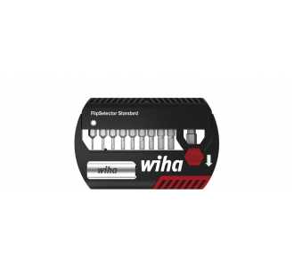 Wiha Bit Set FlipSelector Standard 25 mm Sechskant 13-tlg. 1/4" C6,3 - Hochwertige Bitbox mit Magnetischem Bithalter und Gürtelclip