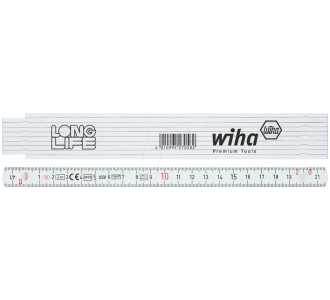 Wiha Meterstab Longlife Plus Composite 2 m metrische Skala, 10 Glieder, Farbe: weiß (27057)