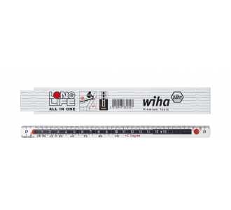 Wiha Meterstab Longlife Plus Composite 2 m metrische Skala, 10 Glieder, Farbe: weiß (33232)