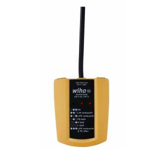 Wiha Steckdosentester 230 V AC, CAT II inkl. 2x AAA-Batterien, mit flexiblem Kabel, LED-Anzeige