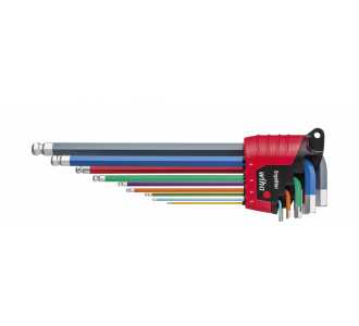 Wiha Stiftschlüssel Set 9-tlg. im ErgoStar Halter, 1,5 mm - 10 mm, Sechskant-Kugelkopf, farbig leuchtend, Winkelschlüsselsatz