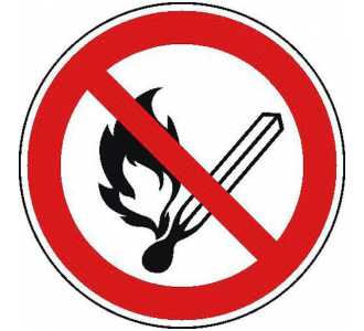 Verbotsschild Aluminium D200 mm Feuer,offenes Licht und Rauchen verboten