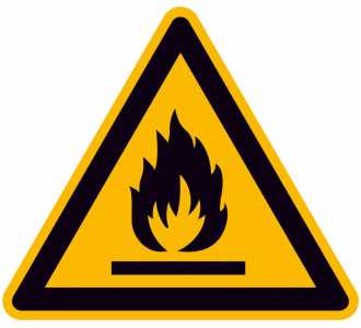 Warnschild Folie SL 100 mm Warnung vor feuergefährlichen Stoffen